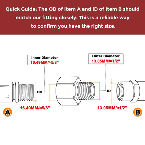 Pack Of 2 Brass Pipe Fittings 3/8 NPT Female To 1/4 NPT Male Thread Adapter size guide diagram