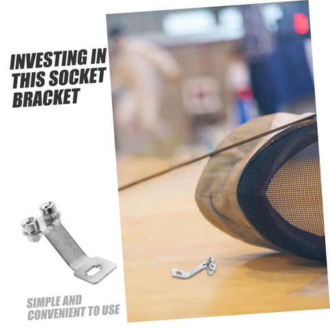 Multi Functional Wall Mount Bracket for Fencing Foil Display and Training Gear with clean aesthetic next to fencing mask