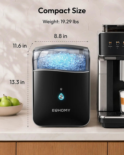 Fresh Freeze Countertop Nugget Ice Maker Yields 42 Lbs Soft Sonic Pebble Ice In Minutes With Smart App Alexa Hookup Self Cleaning Portable, compact design on countertop.