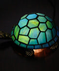 Tiffany Style Turtle Lamp Stained Glass Desk Light Green Turtle 8x5x4 Inch With Bronze Base UL Listed Push Button Switch Easy Assemble 3W 2700K LED Bulb Compatible