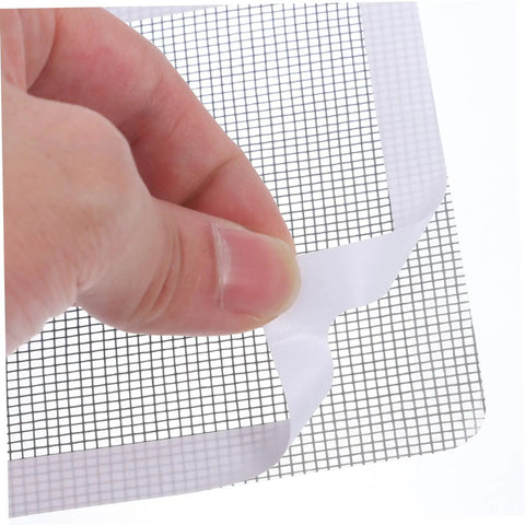 1 Set Window And Door Screen Repair Patch Kit With Adhesive Patches Easy To Use Durable Cover Pads For Quick Screen Fixes Ideal For Holes Tears And Punctures On Home Windows And Doors, showing hand applying adhesive patch to screen