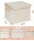 Kick Some Clutter To The Curb With These Roomy Foldable Storage Bins Featuring Tough Reinforced Side Panels And Snug Fitting Covers 12in x 16.7in beige collapsible bin.