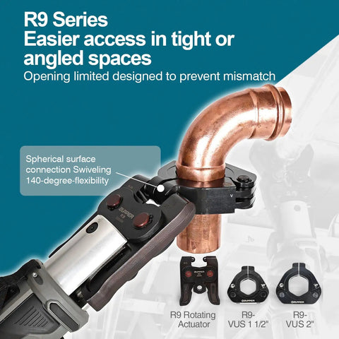 R9 rotating actuator fitting copper pipe in Copper Pipe Ring Kit One Half To Two Inch Includes R8 And R9 Rings With 24kN