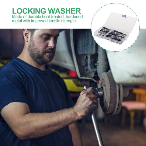 Mechanic using Internal Tooth Lock Washers And Push On Fastening Clips Kit for Industrial Fastening And Mechanical Projects.
