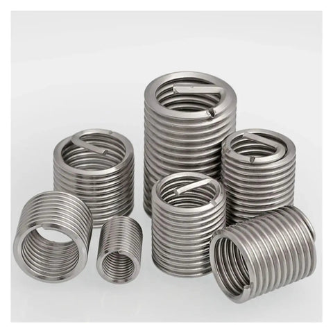 Fine Thread Repair Insert Kit For M6 To M16 In 304 Stainless Steel Helicoil Bushing set shown arranged on a surface