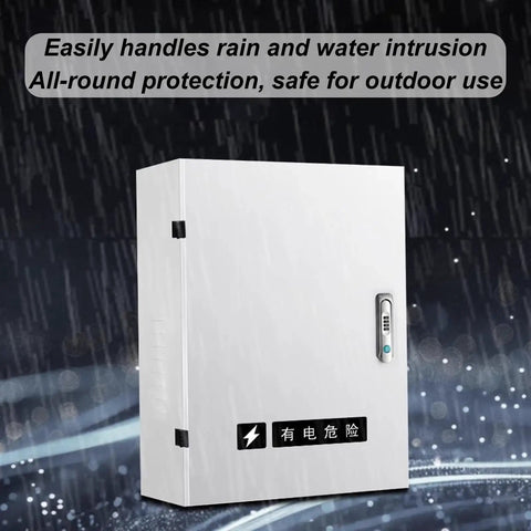 Beat The Elements Lockable Weatherproof Enclosure For Floor Standing Outdoor Electric Vehicle Charging Station Housing showing rain-resistant design.