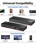 Image of the Rock Solid Thunderbolt 4 Docking Station For Laptops Drives Four 4K Monitors With Boss 230W Power Delivery, showcasing ports.
