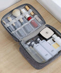Hella Organized Travel Case For Small Electronics And Usb Charging Gear Including Phone Cables Mouse Sd Cards Power Bank Earphone Bag with grey mesh interior.