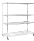 Five Tier Heavy Duty Metal Wire Shelving Unit With Smooth Gliding Wheels Commercial Grade Steel Storage Rack for home and garage.