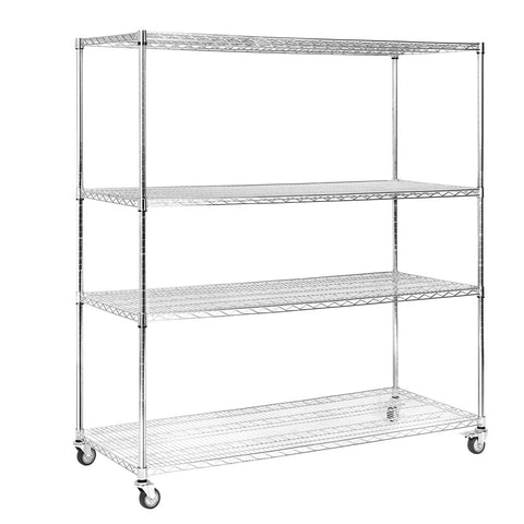 Five Tier Heavy Duty Metal Wire Shelving Unit With Smooth Gliding Wheels Commercial Grade Steel Storage Rack for home and garage.