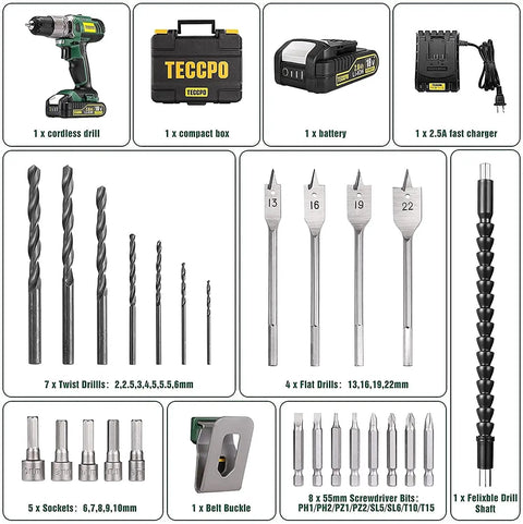 DIY Ready Home Tool Kit With Drill Driver, 21 Plus 1 Torque Settings, 30 accessories included, versatile for home projects