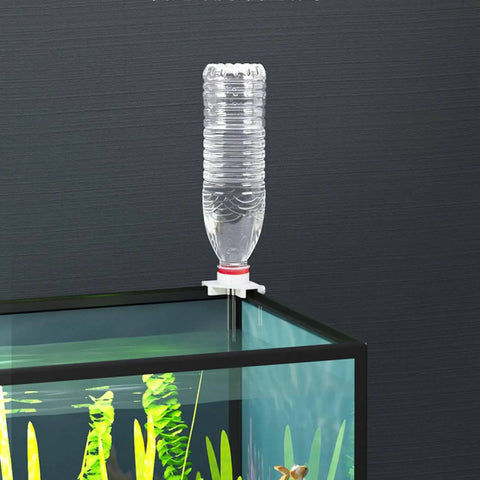 Pressure Fed Aquarium Water Refiller Automatic Fish Tank Level Regulator Screw On Mount with water bottle on fish tank