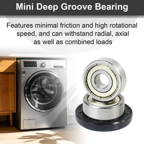 Mini Deep Groove Bearing for washer, designed to reduce friction, supports high speed and various load types.