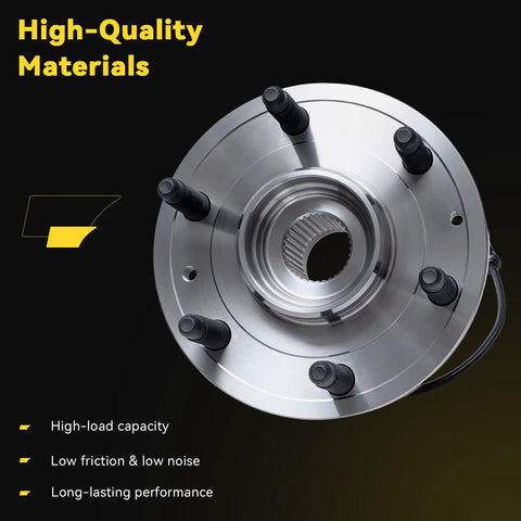 Premium Front Wheel Bearing And Hub Assembly 2 Pack Beefed Up Build showing high-quality materials and six lugs.