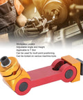 Rock Solid Hella Adjustable Milling Vise Stop Precision Cnc Mill Work Locator And Positioner Tool With No Sweat Setup and Tough Accurate Clamping, showcasing adjustable workpiece locator with red and gold design.
