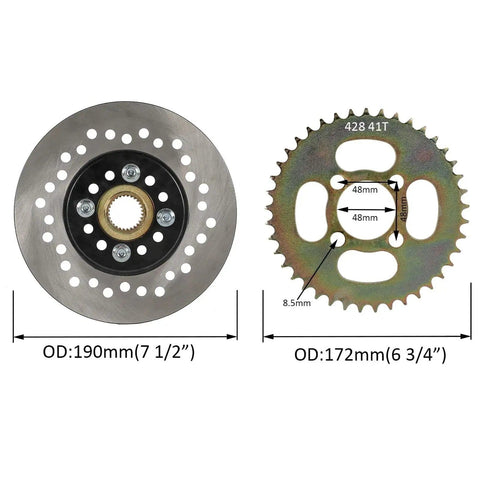 32 Inch Go Kart Rear Live Axle Kit With 420 Sprocket Chain 24T 28T Splines brake disc and sprocket dimensions