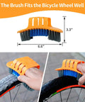 Eight Piece Precision Bicycle Cleaning Tool Kit With Tire Scrubber shown in use on mountain bike wheel
