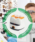 Precision One Touch Eyeglasses Frame Heater Adjustable Optical Warmer Fast Acetate Resin Eyewear Adjuster in optical shop setting.