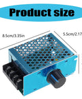 Rock Solid 4000W Voltage Stabilizer And Regulator For Home Workshop, compact blue metal unit, 8.5 x 5.5 x 3.5 cm
