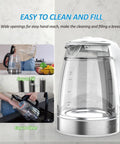 Dual Wall Cool Touch Electric Kettle With Borosilicate Glass Inner, 1.7L, 1500W Fast Boil, Cordless Hot Water Boiler, BPA Free