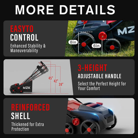 Powerful 15 Inch 2 In 1 Electric Dethatcher And Scarifier with 3-height adjustable handle and reinforced shell