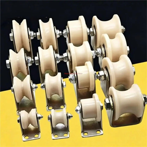 2 Pc Nylon Pulley Linear Groove Roller Butter Smooth No Sweat Sliding Track Wheel For Doors Cabinets Closets Heavy Duty Gliding Performance Top Shelf Hardware Easy Mount Replace And Refresh Project set of 14 rollers