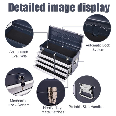 Close-up of 21 Inch Freestanding Rolling Tool Chest With Slick Auto Locking Drawers And Smooth Ball Bearing Slides Heavy Duty Utility Storage Cabinet For Mobile Workspaces And Daily Grinds Antique Grey detailing drawers and lock system.