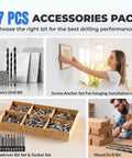 87 PCS Accessories Pack for Premium Quality 21V Brushless Cordless Drill And Driver Kit, featuring various drill bits and tools.