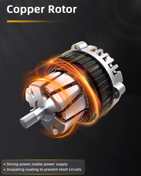 Heavy Duty Alternator For Kia Sedona 2002 To 2005 120 Amp 6 Groove Pulley showing a copper rotor with insulating coating