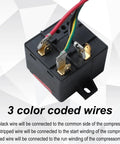 Heavy Duty Hard Start Kit For 1 To 3 Ton AC Units With Prewired CV Capacitor showing connection terminals and color-coded wires.