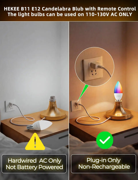 Color Changing E12 LED Bulbs With Remote Plug In 270 Degree Beam RGB Plus 2700K Warm White 450 Lumens 40W Equivalent 2 Modes And Timer Ideal For Chandelier Or Ceiling Fan 4 Pack