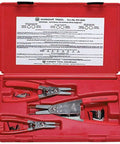 3 Piece Retaining Ring Plier Set With Interchangeable Tips For Internal And External Snap Rings in red case