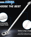 Extra Long Flex Head Ratcheting Wrench Set, 6 Piece Double Box End Long Reach Metric 8 19mm, steel detail with measurement focus
