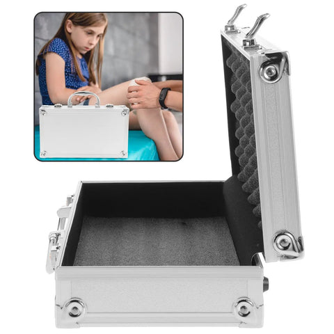 Built Tough Aluminum Alloy Work Crate With Cushion Grip Bail And Quick Release Cover For Grease Monkey Multi Layer Tool Sorting or On The Road Health Supply Tote, open with foam interior.