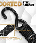 Beefy Heavy Duty Ratchet Straps 1.6 Inch Wide By 16 Ft Long With S Hooks And Soft Loops, 5208Lb Break Strength