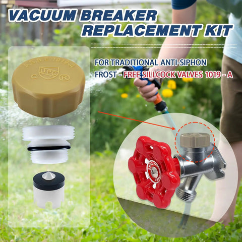 Vacuum breaker replacement kit from All In One Universal Outdoor Faucet Repair Kit With Teflon Tape Vacuum Breaker Replacement Anti Siphon Frost Free Hose Bib Sillcock Valve One Pack DIY Friendly Easy Install For Leaks And Low Water Flow