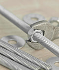 Eight M6 x 25mm stainless steel fully threaded rods with nuts and washers; right-hand thread