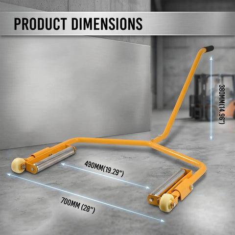 Heavy Duty Tire Wheel Dolly Rated For 275 Lbs Capacity Rolls Wide Truck Tires Like A Dream Ergonomic Handle For Zero Hassle Moves Sturdy Rolling Platform For Pro Garage Workflows Yellow Color dimensions on display showing 700mm width.