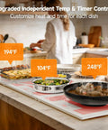Extra Long Buffet Warming Tray Set 47 By 15 Inches 3 In 1 Modular Warmer With Independent Temperature And Timer Controls Glass Heat Mat