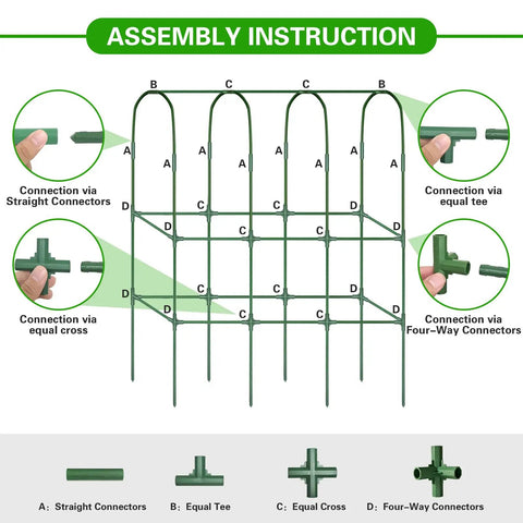 U Shaped Garden Cucumber Trellis For Raised Beds A Sturdy 62 Inch Tall Metal Plant Support Assembly Instructions Diagram