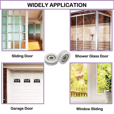2 Pack White Nylon U Groove Pulley Wheels With 8mm Bore Heavy Duty Rail Tracks Silent Slider Rollers used for sliding doors and garage systems.
