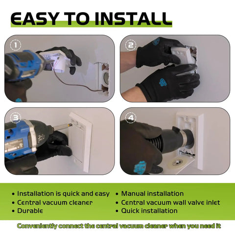 Installation process of Square Door Low Voltage Central Vacuum Inlet Wall Plate for Nutone Beam VacuFlow Electrolux Systems 2 Pack