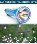 5 Pack Kickass E10 Screw Base LED Bulbs With Sweet Bright White Glow For Flashlights Dash Gauges Mini Switches Hobby Circuits And Tiny Electronics Built Badass Strong And Totally Plug And Play Ready, showing a blue flashlight with bright light.