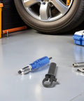 Cordless Rivet Nut Setter Tool Kit For Metal With Aluminum Alloy And Plastic Durable Build, tool lying on workshop floor