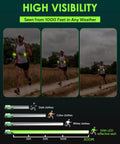 Runner wearing Rechargeable LED Armband Set For Night Safety, 2 Pack High Visibility Slap Wristbands With 5 Color Options, outdoors.