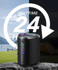 Portable Bluetooth Speaker With Led Light And Outdoor Ready Design Delivers Deep Bass And Beast Mode Power With 24 Hour Playtime IPX7 Waterproof on rock