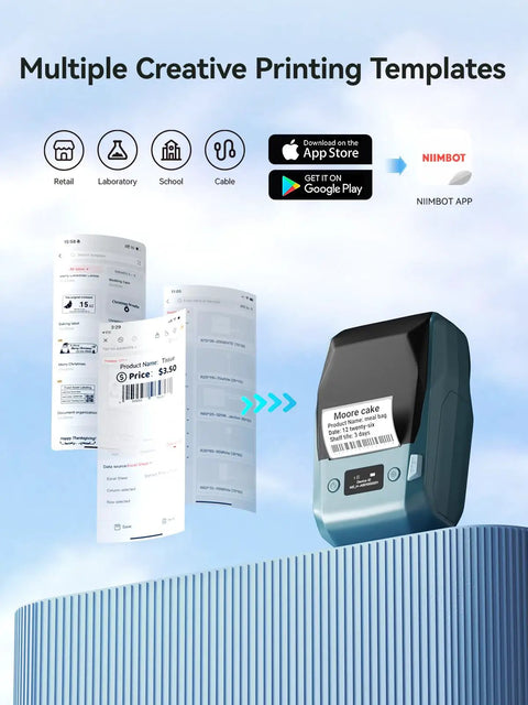2 Inch Thermal Transfer Bluetooth Label Maker With Color Ribbon Printing shown printing waterproof labels