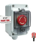 No Frills Shop Grade Emergency Stop Push Button Station Box with heavy duty enclosure, IP67 rated 10A 660V for machine safety.
