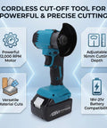 Pro Grade Cordless Cut Off Tool And Compact Angle Grinder Combo With Variable Speed Control showcases 12,000 RPM motor and adjustable depth.