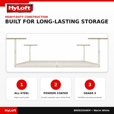Keep That Garage Floor Clear Heavy Duty Overhead Storage Rack Adjustable Ceiling Mount 45 By 45 Inch Steel Hanging Shelf structure.